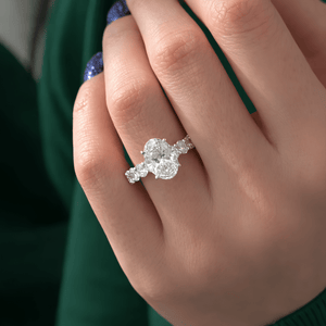 3 Carat Oval Cut Lab Grown Diamond Engagement Ring in 14K Solid Gold - Mivaan Fine Jewelry