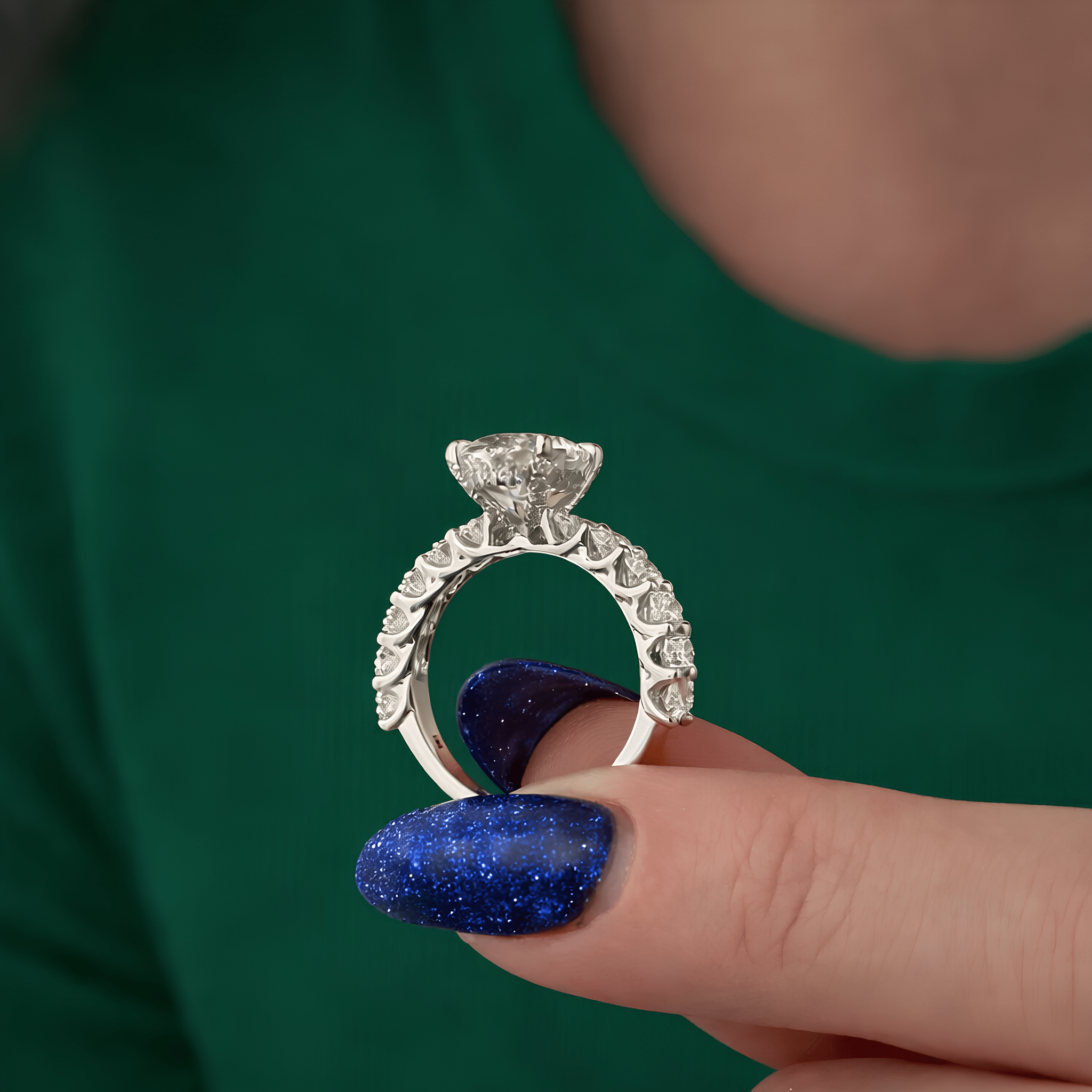 3 Carat Oval Cut Lab Grown Diamond Engagement Ring in 14K Solid Gold - Mivaan Fine Jewelry