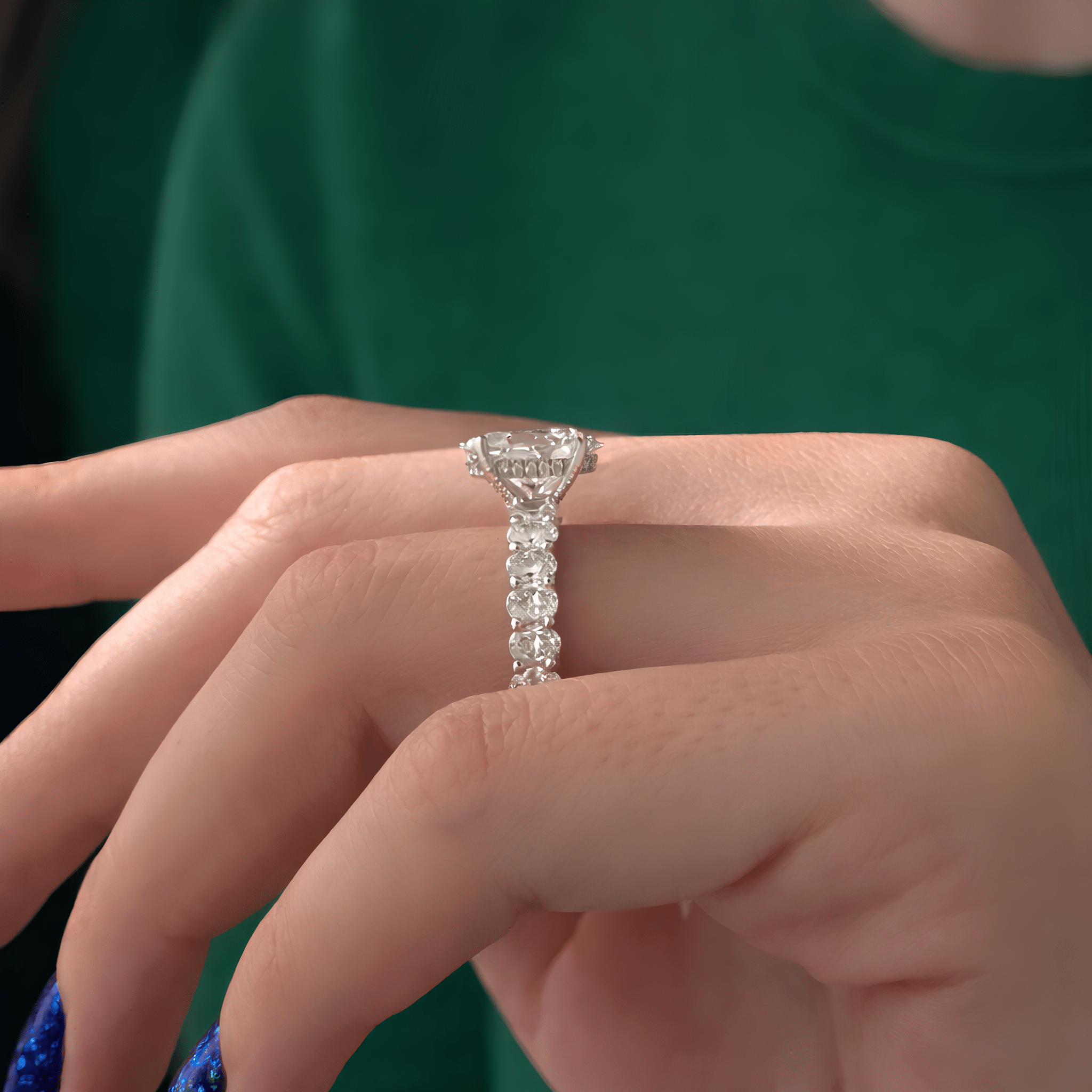3 Carat Oval Cut Lab Grown Diamond Engagement Ring in 14K Solid Gold - Mivaan Fine Jewelry