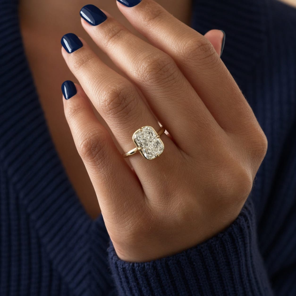 3 Carat Radiant Cut Bezel Set Lab Grown Diamond Ring - Mivaan Fine Jewelry