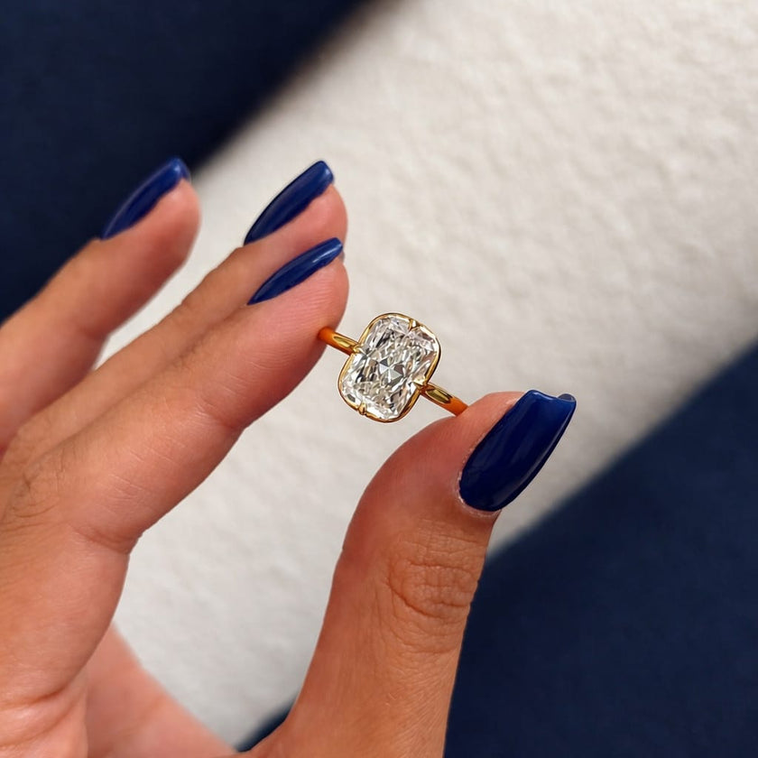 3 Carat Radiant Cut Bezel Set Lab Grown Diamond Ring - Mivaan Fine Jewelry