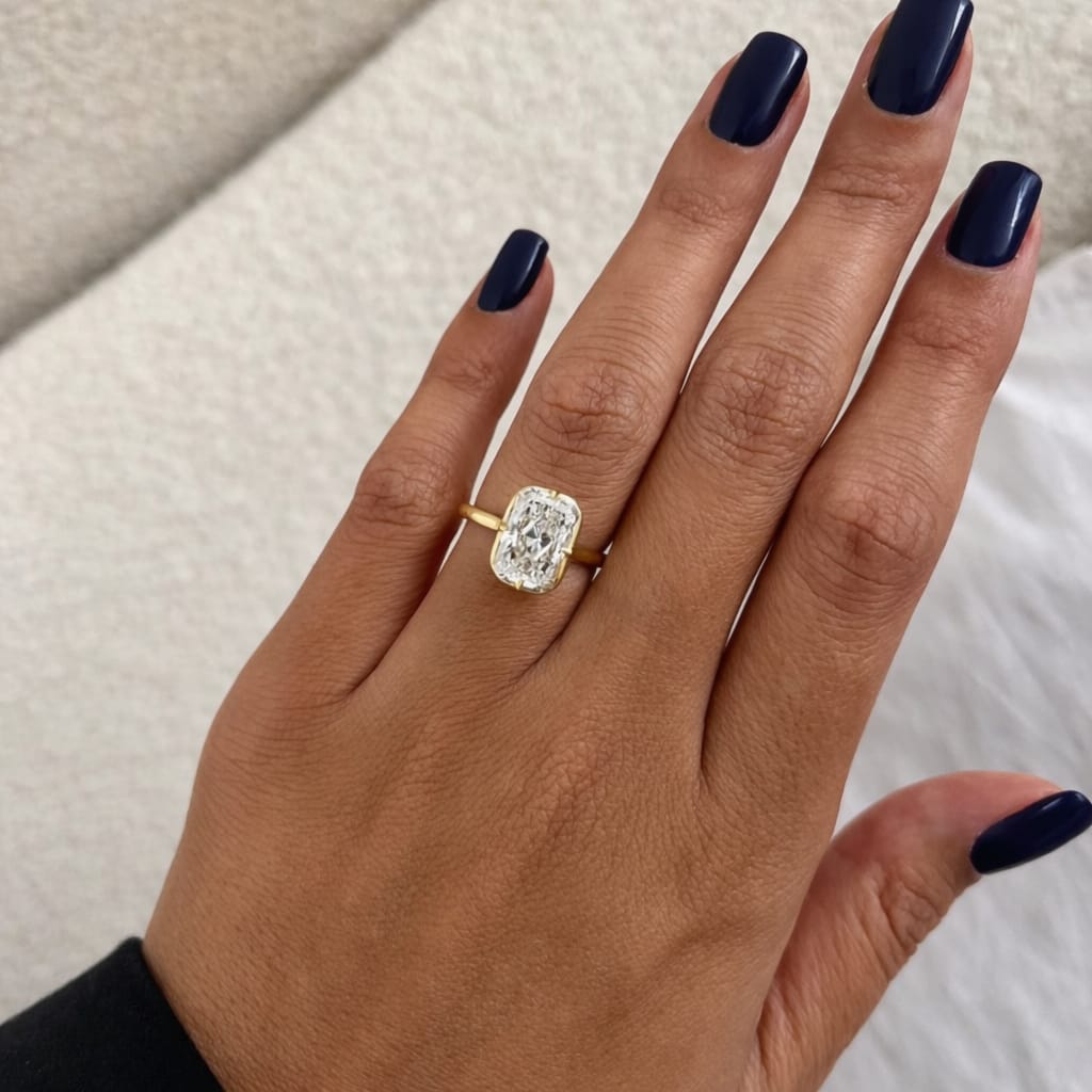 3 Carat Radiant Cut Bezel Set Lab Grown Diamond Ring - Mivaan Fine Jewelry