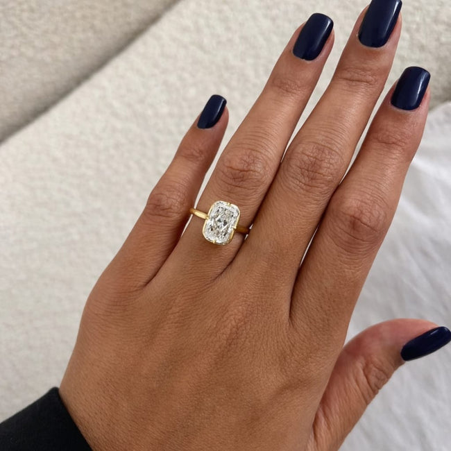 3 Carat Radiant Cut Bezel Set Lab Grown Diamond Ring - Mivaan Fine Jewelry