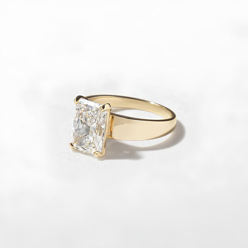 3 Carat Radiant Cut Lab Grown Diamond Wide Band Ring in Solid Gold - Mivaan Fine Jewelry