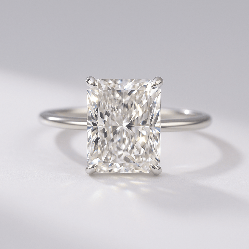 3 Carat Radiant Lab Diamond Ring Hidden Halo Engagement - Mivaan Fine Jewelry