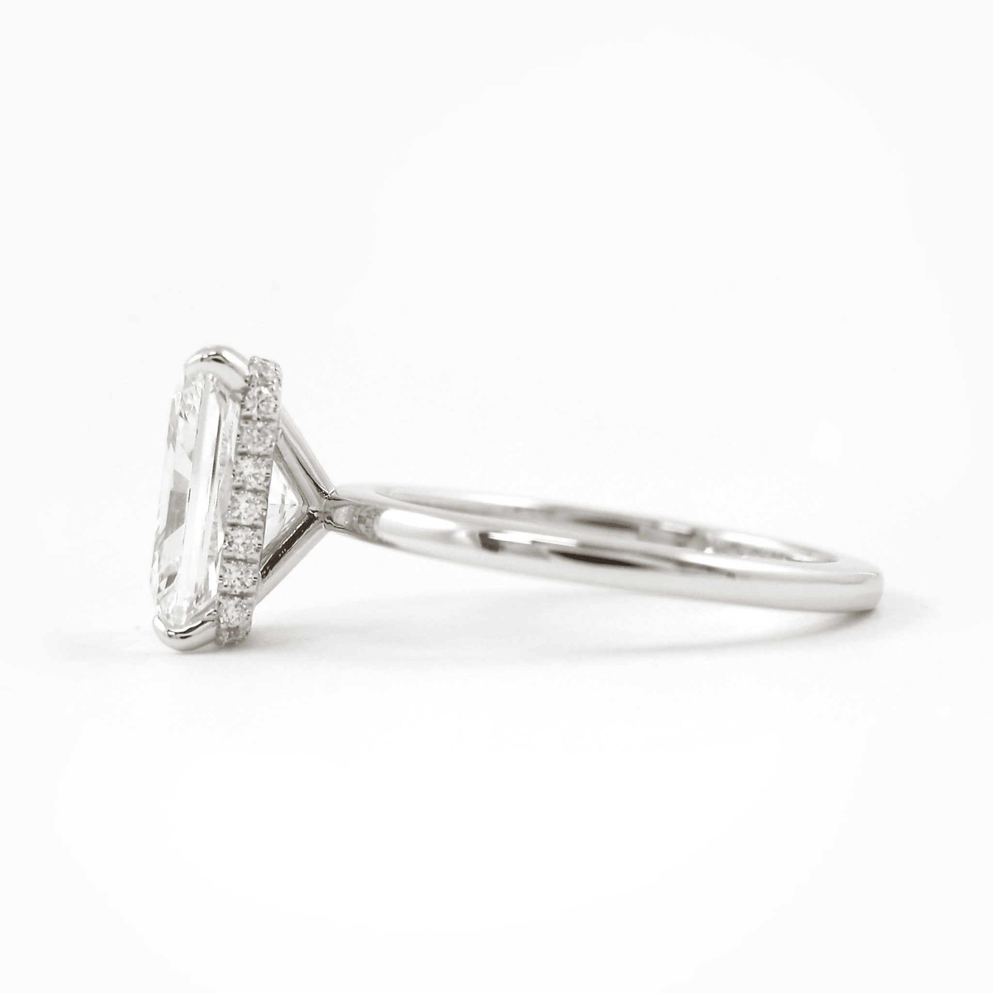 3 Carat Radiant Lab Diamond Ring Hidden Halo Engagement - Mivaan Fine Jewelry