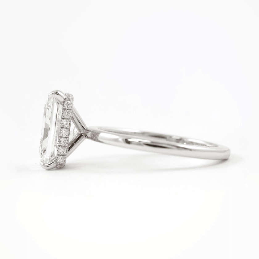 3 Carat Radiant Lab Diamond Ring Hidden Halo Engagement - Mivaan Fine Jewelry