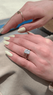 3 Carat Radiant Lab Diamond Ring Hidden Halo Engagement - Mivaan Fine Jewelry