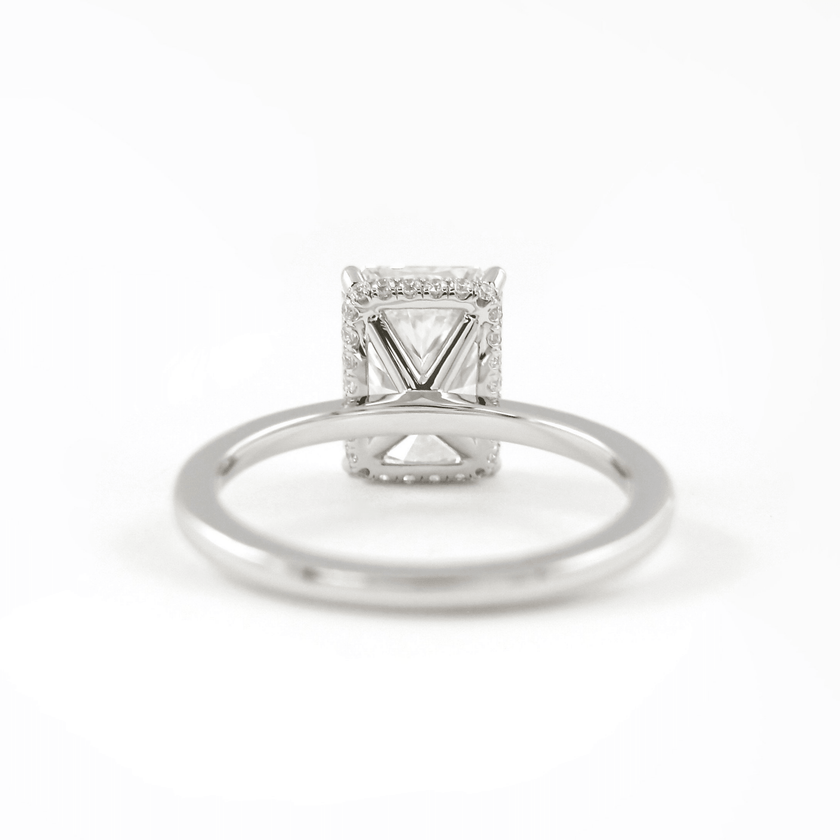 3 Carat Radiant Lab Diamond Ring Hidden Halo Engagement - Mivaan Fine Jewelry