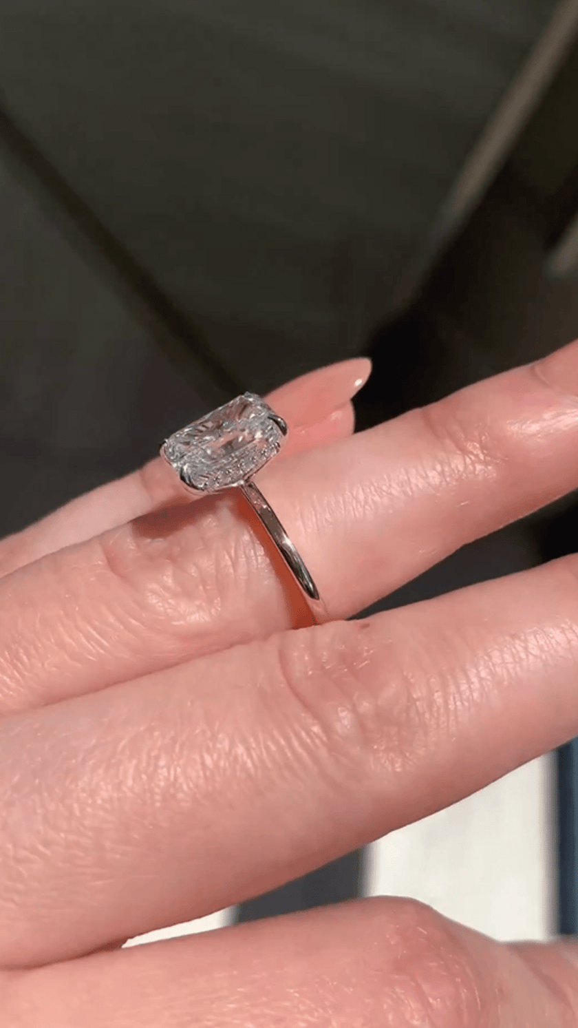 3 Carat Radiant Lab Diamond Ring Hidden Halo Engagement - Mivaan Fine Jewelry