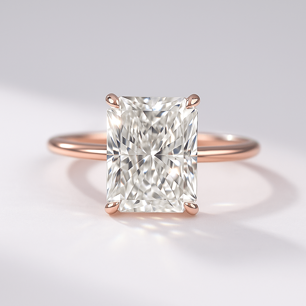 3 Carat Radiant Lab Diamond Ring Hidden Halo Engagement - Mivaan Fine Jewelry