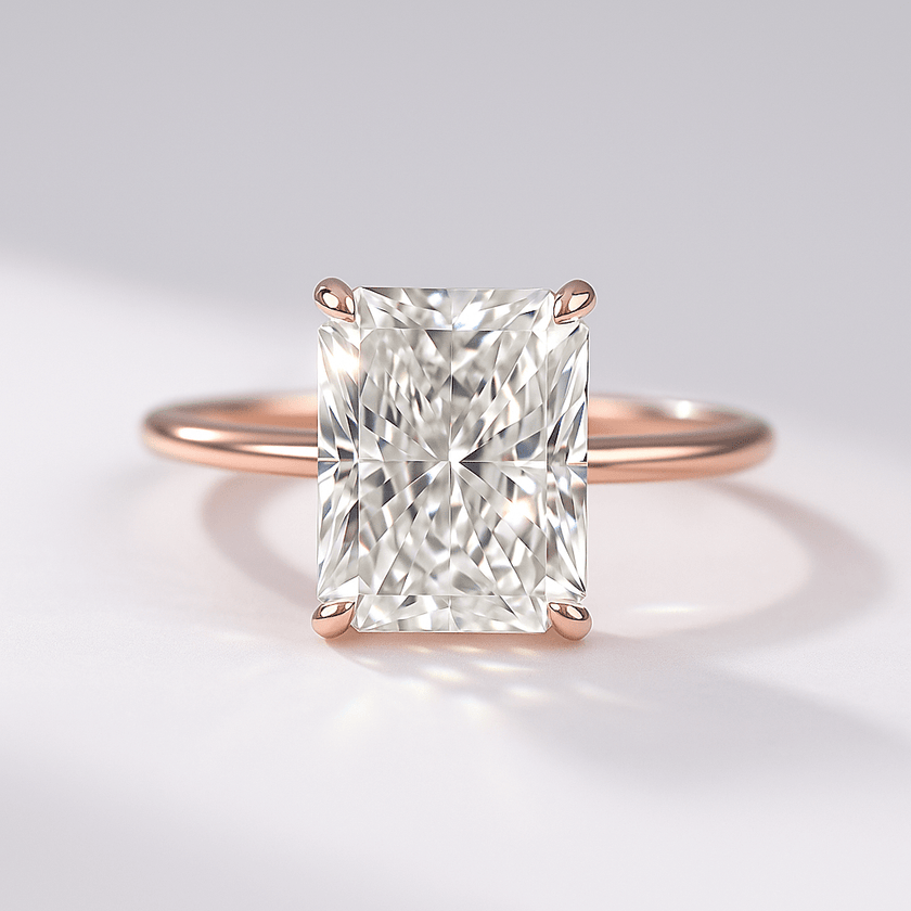 3 Carat Radiant Lab Diamond Ring Hidden Halo Engagement - Mivaan Fine Jewelry