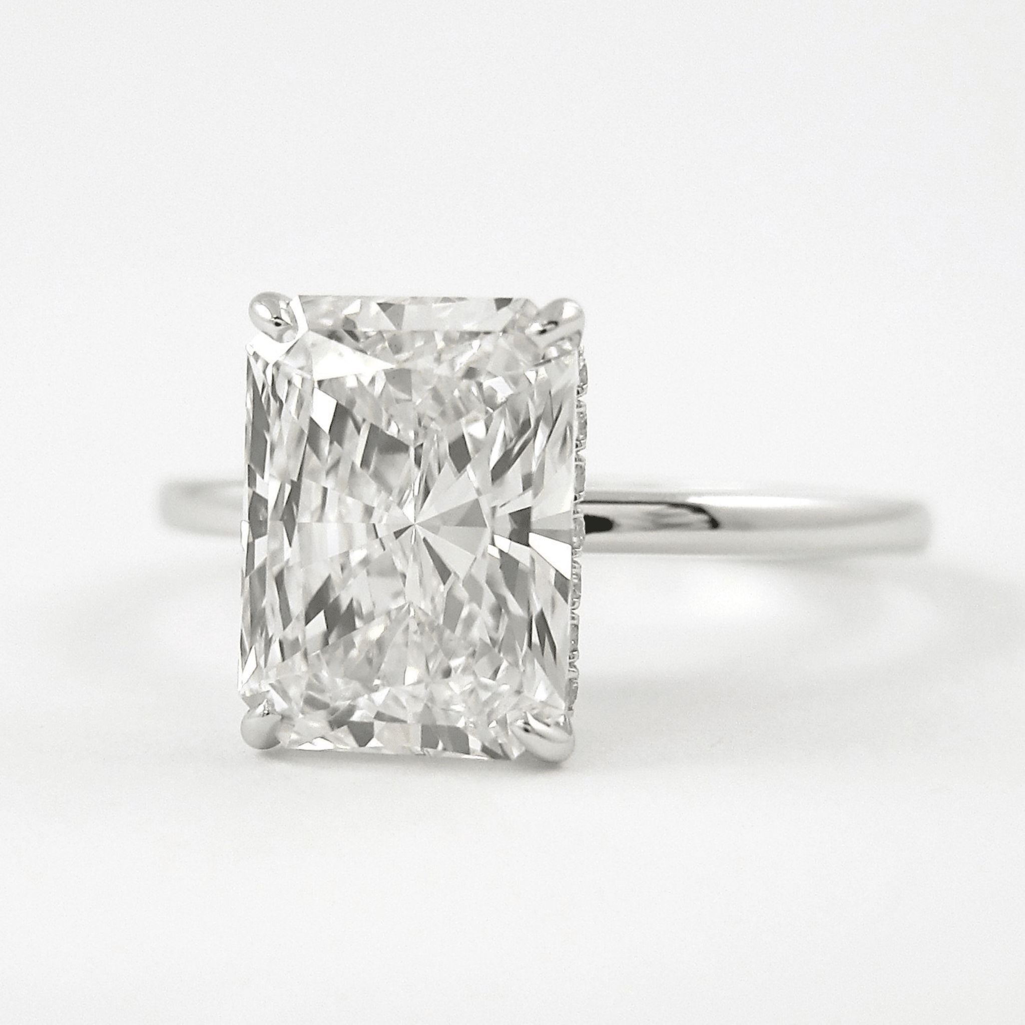 3 Carat Radiant Lab Diamond Ring Hidden Halo Engagement - Mivaan Fine Jewelry