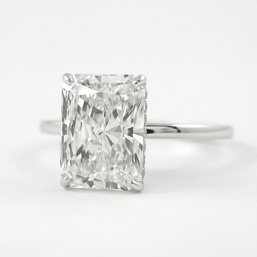 3 Carat Radiant Lab Diamond Ring Hidden Halo Engagement - Mivaan Fine Jewelry