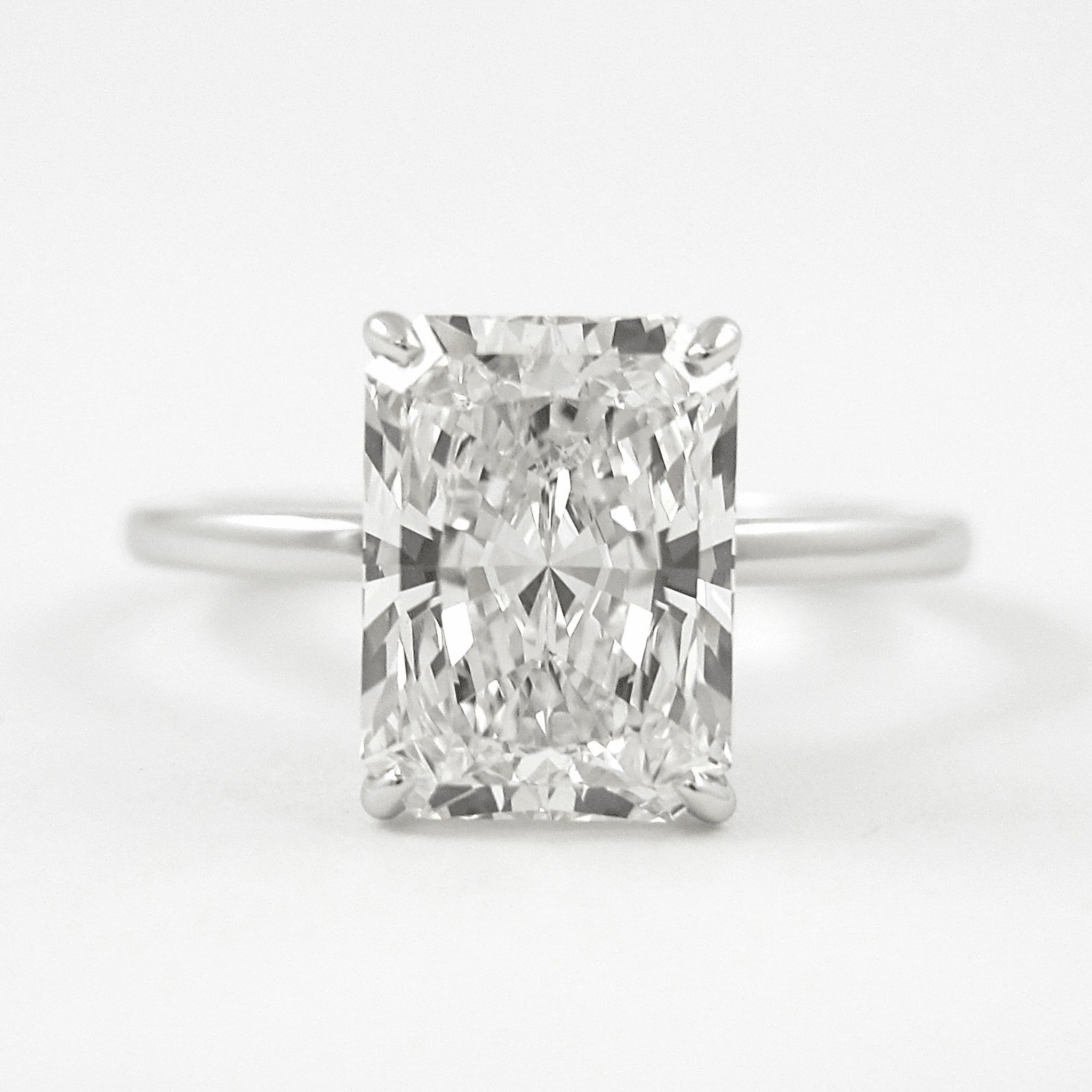 3 Carat Radiant Lab Diamond Ring Hidden Halo Engagement - Mivaan Fine Jewelry