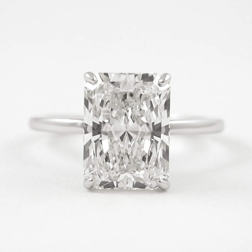 3 Carat Radiant Lab Diamond Ring Hidden Halo Engagement - Mivaan Fine Jewelry