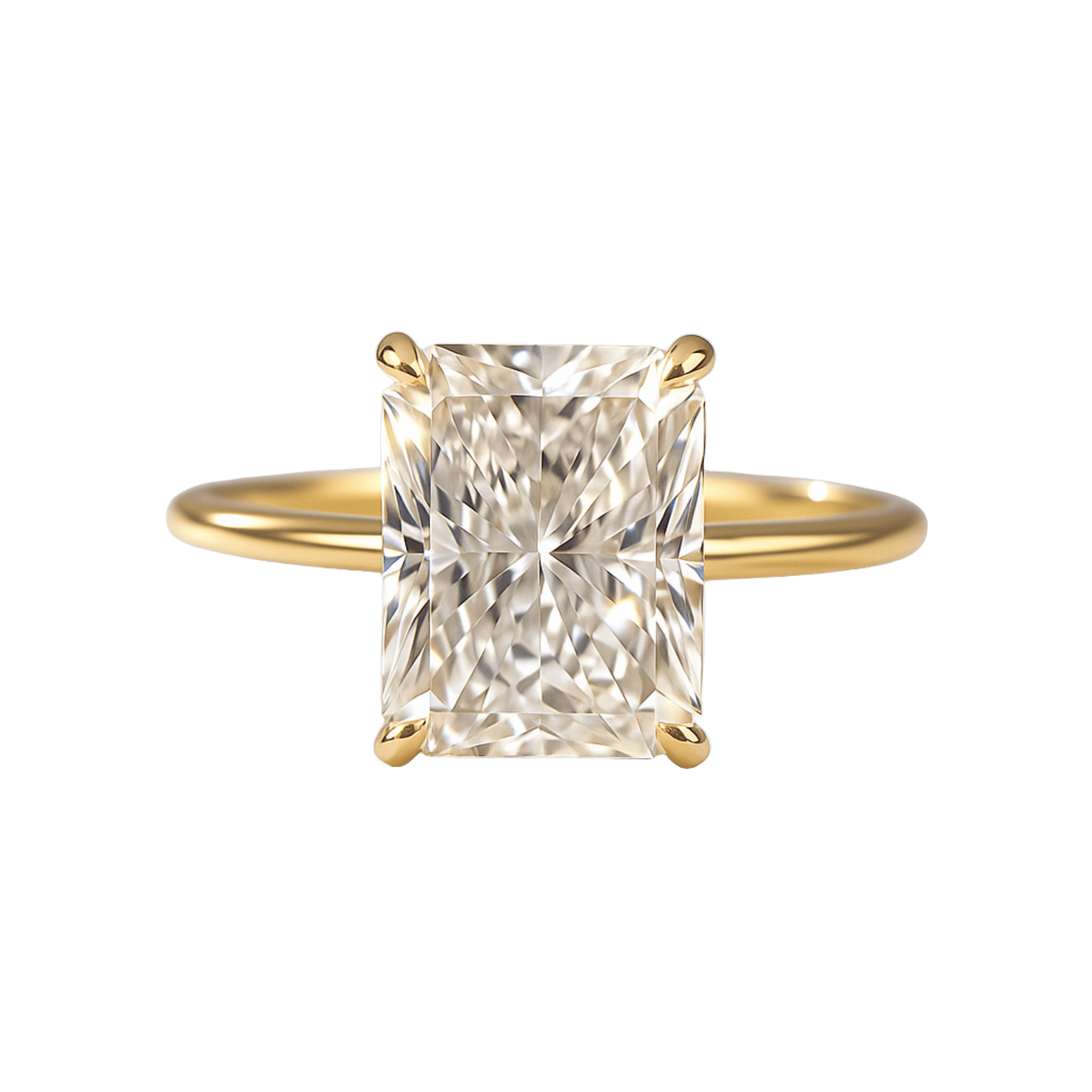3 Carat Radiant Lab Diamond Ring Hidden Halo Engagement - Mivaan Fine Jewelry