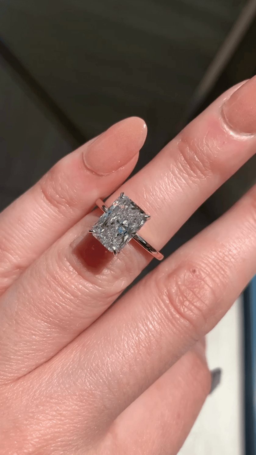 3 Carat Radiant Lab Diamond Ring Hidden Halo Engagement - Mivaan Fine Jewelry