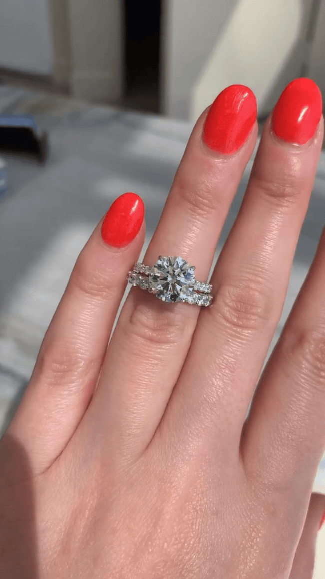 3 Carat Round Cut Diamond Engagement Ring 4 Prong Pave Band - Mivaan Fine Jewelry