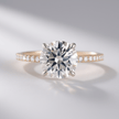 3 Carat Round Cut Diamond Engagement Ring 4 Prong Pave Band - Mivaan Fine Jewelry