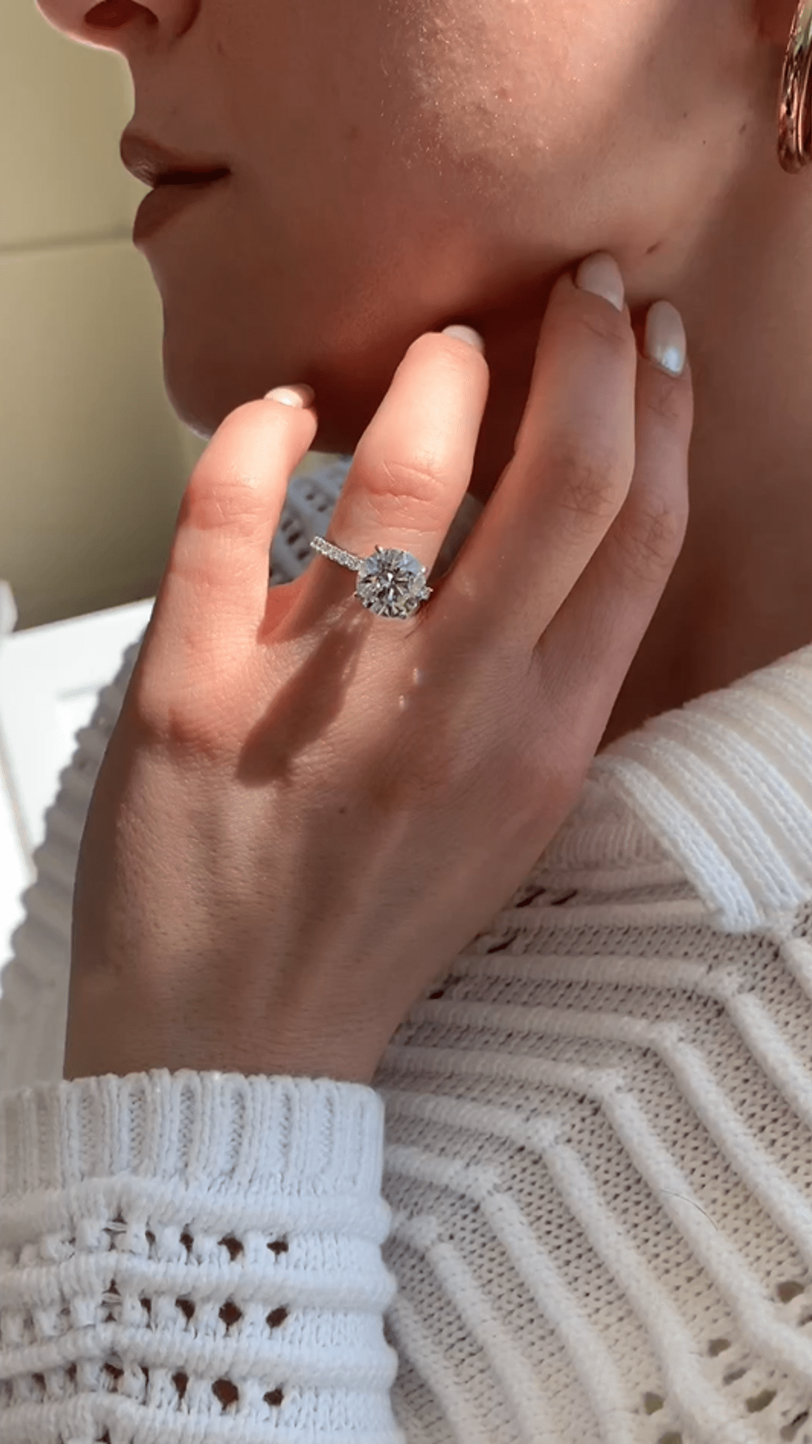 3 Carat Round Cut Diamond Engagement Ring 4 Prong Pave Band - Mivaan Fine Jewelry