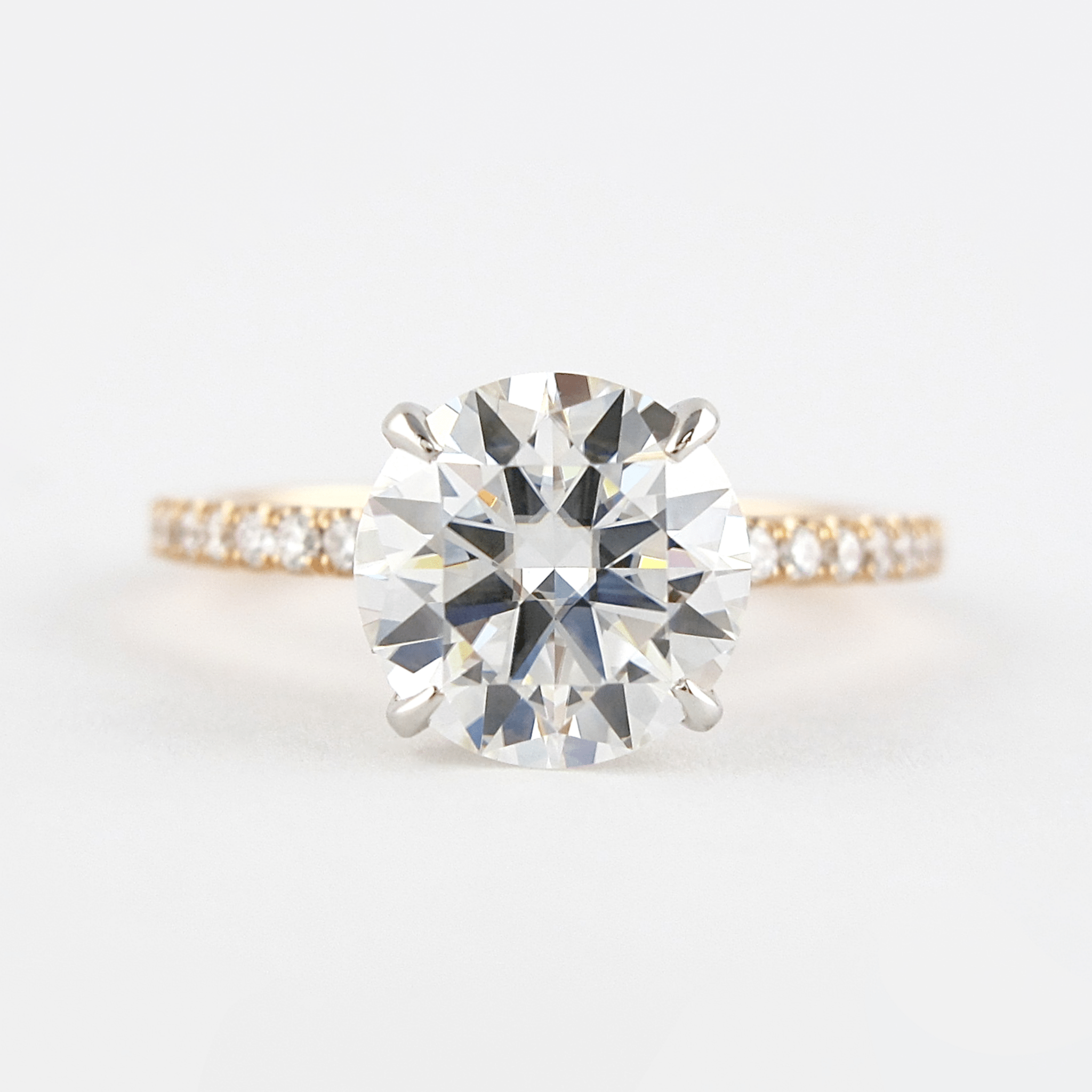 3 Carat Round Cut Diamond Engagement Ring 4 Prong Pave Band - Mivaan Fine Jewelry