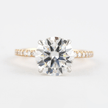 3 Carat Round Cut Diamond Engagement Ring 4 Prong Pave Band - Mivaan Fine Jewelry