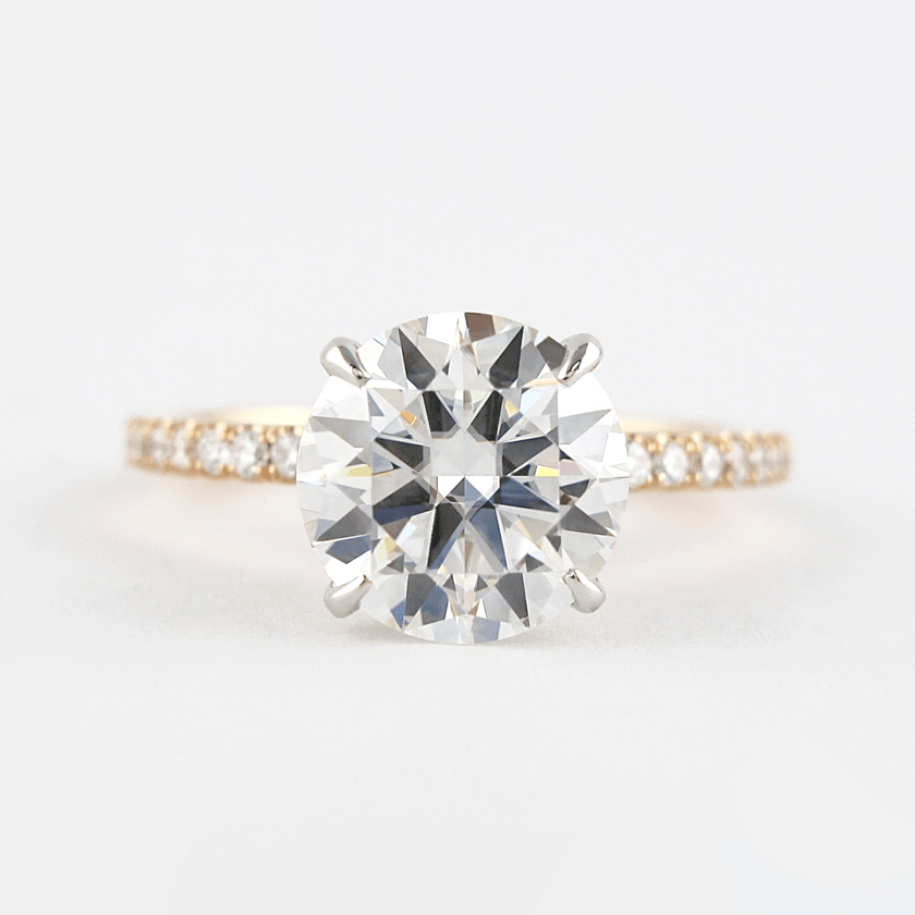3 Carat Round Cut Diamond Engagement Ring 4 Prong Pave Band - Mivaan Fine Jewelry