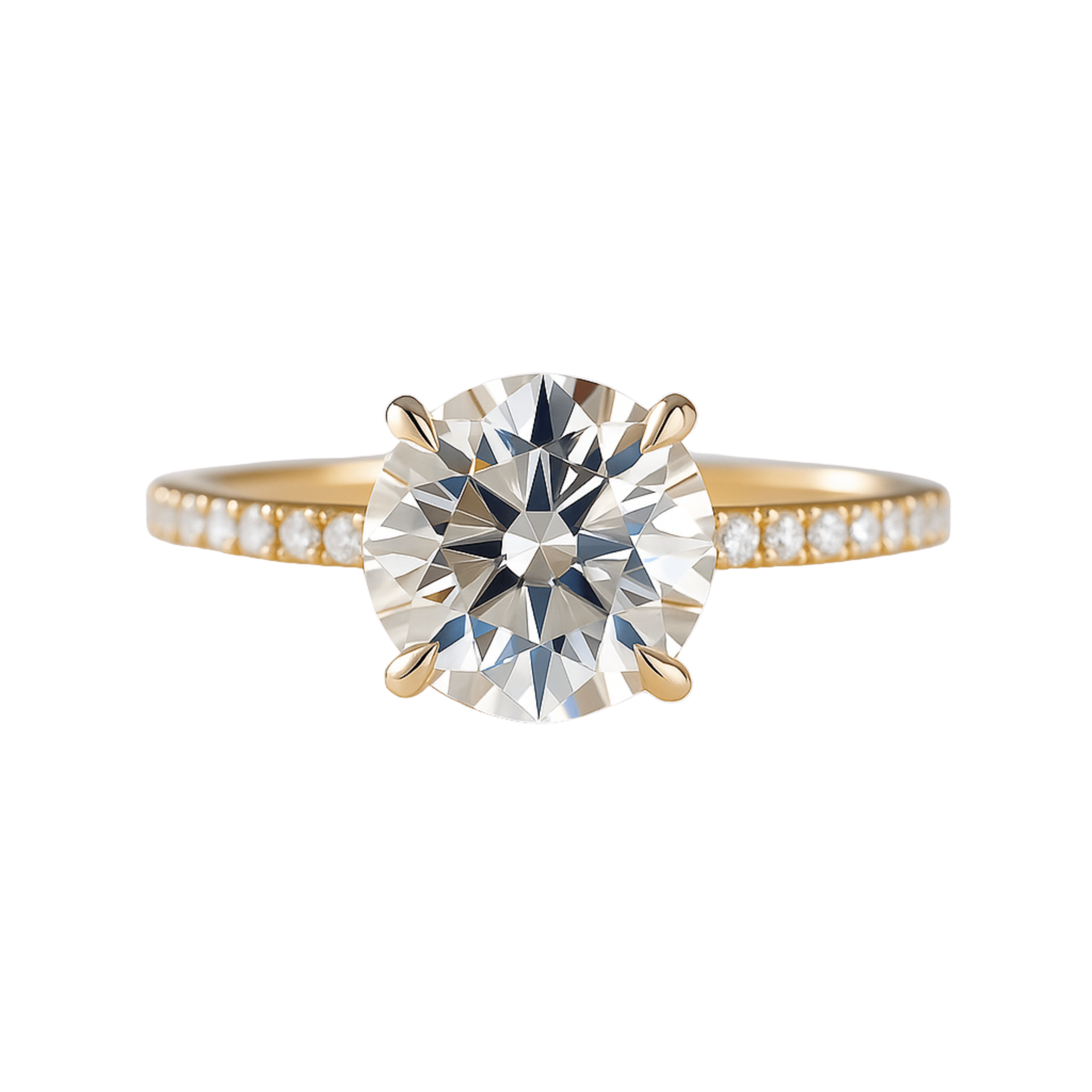 3 Carat Round Cut Diamond Engagement Ring 4 Prong Pave Band - Mivaan Fine Jewelry