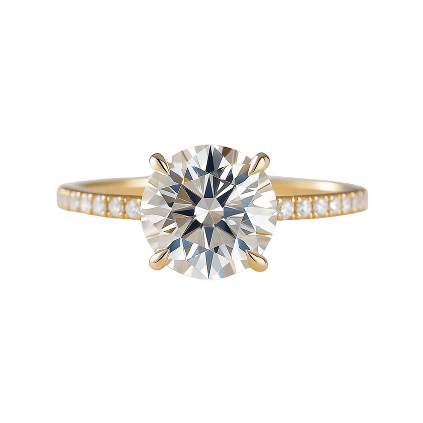 3 Carat Round Cut Diamond Engagement Ring 4 Prong Pave Band - Mivaan Fine Jewelry