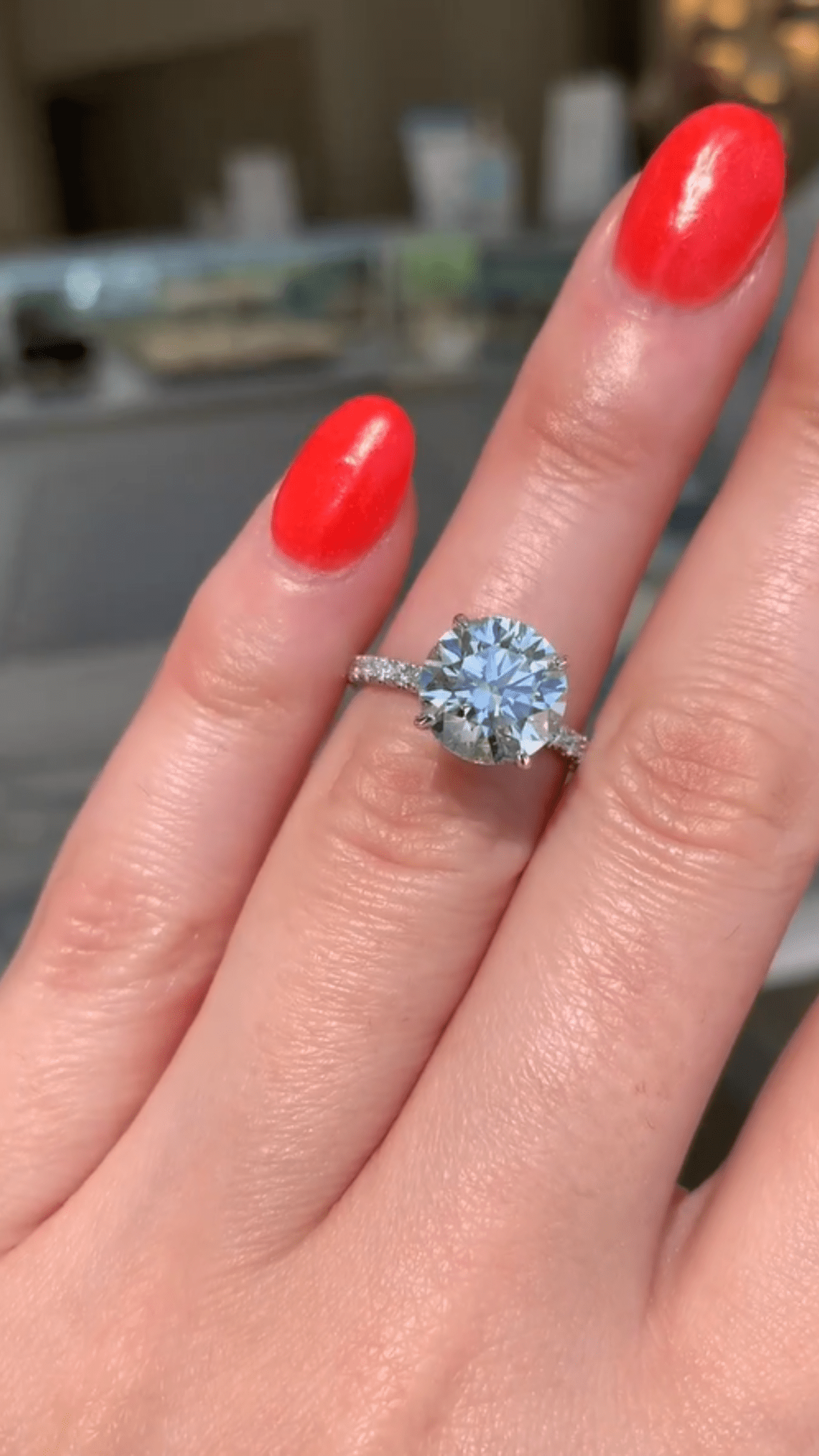 3 Carat Round Cut Diamond Engagement Ring 4 Prong Pave Band - Mivaan Fine Jewelry