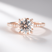3 Carat Round Cut Diamond Engagement Ring 4 Prong Pave Band - Mivaan Fine Jewelry