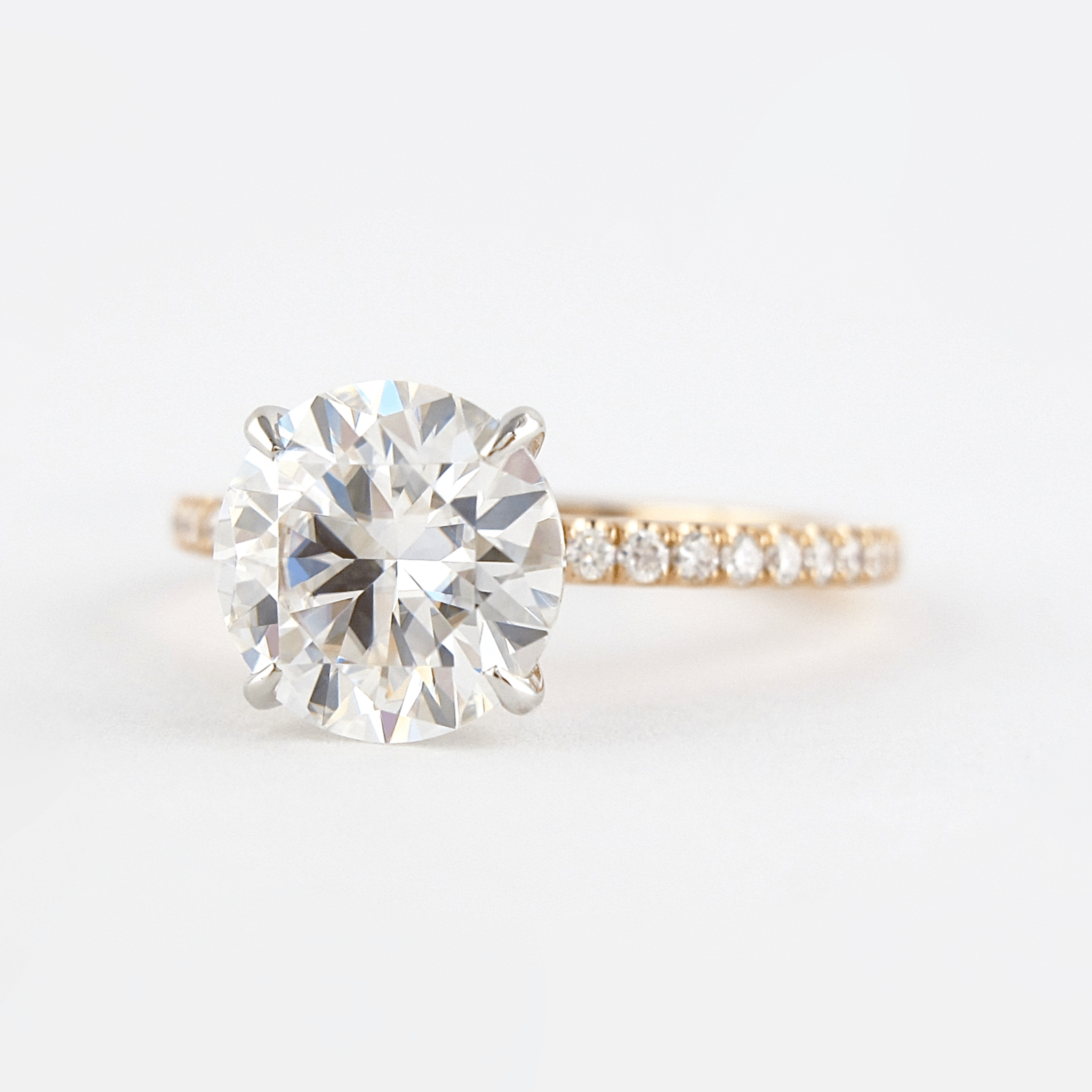 3 Carat Round Cut Diamond Engagement Ring 4 Prong Pave Band - Mivaan Fine Jewelry