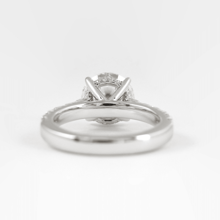 3 Carat Round Lab Diamond Ring Pave Band Hidden Halo Design - Mivaan Fine Jewelry