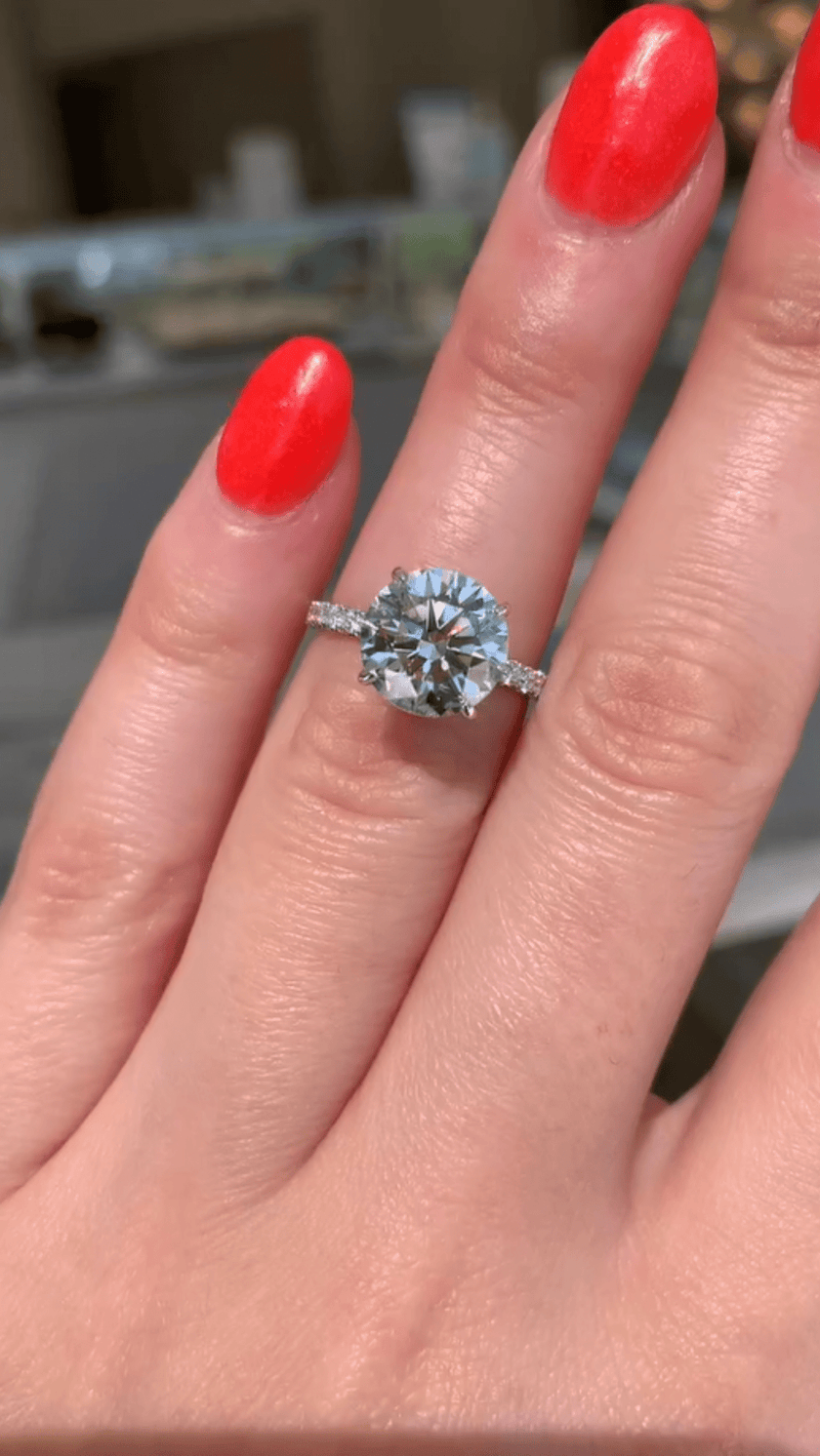 3 Carat Round Lab Diamond Ring Pave Band Hidden Halo Design - Mivaan Fine Jewelry