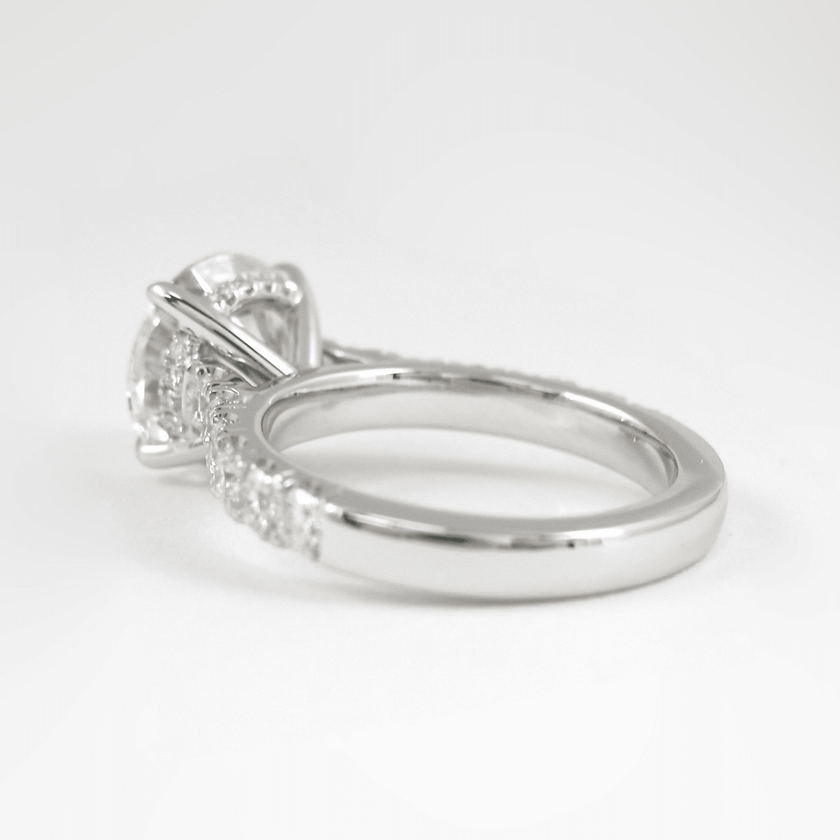 3 Carat Round Lab Diamond Ring Pave Band Hidden Halo Design - Mivaan Fine Jewelry