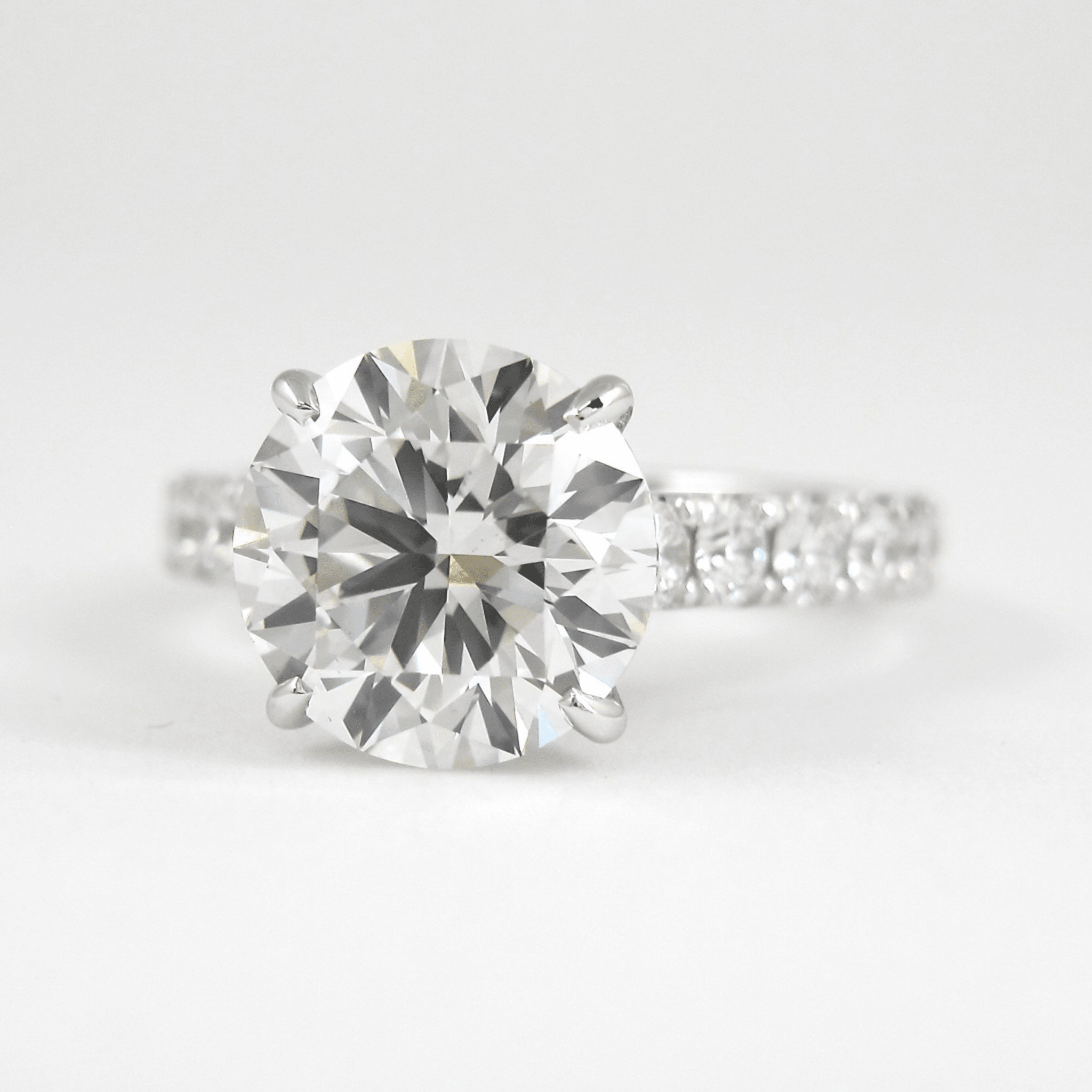 3 Carat Round Lab Diamond Ring Pave Band Hidden Halo Design - Mivaan Fine Jewelry