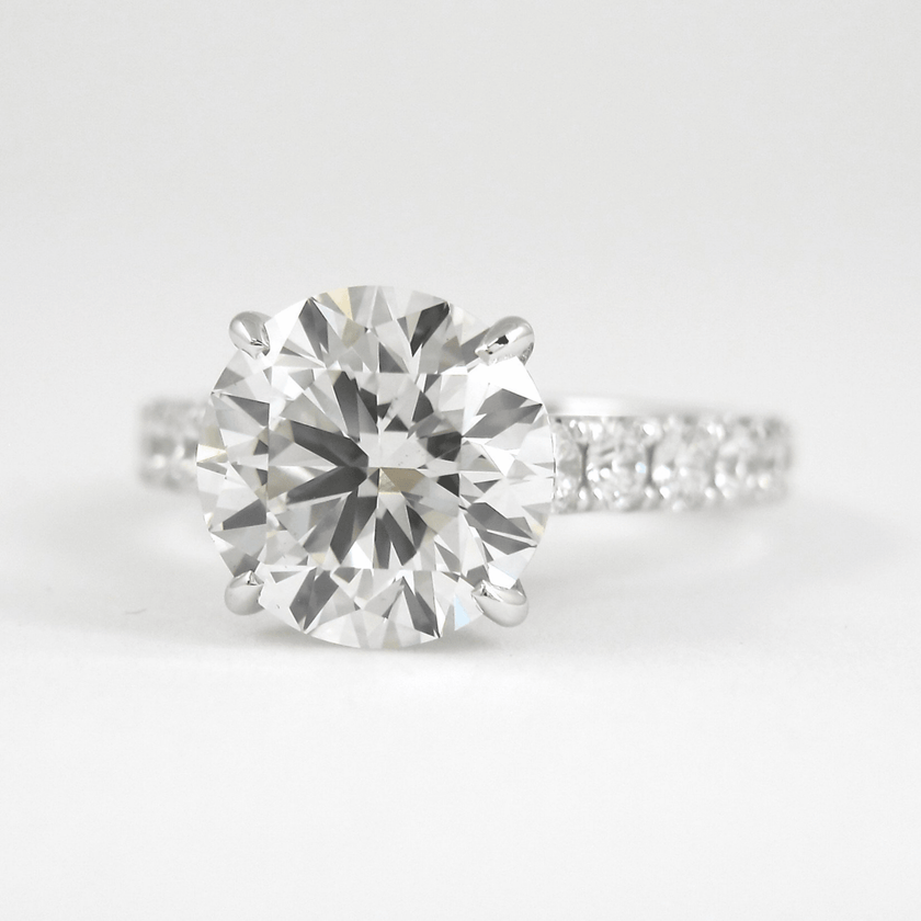 3 Carat Round Lab Diamond Ring Pave Band Hidden Halo Design - Mivaan Fine Jewelry