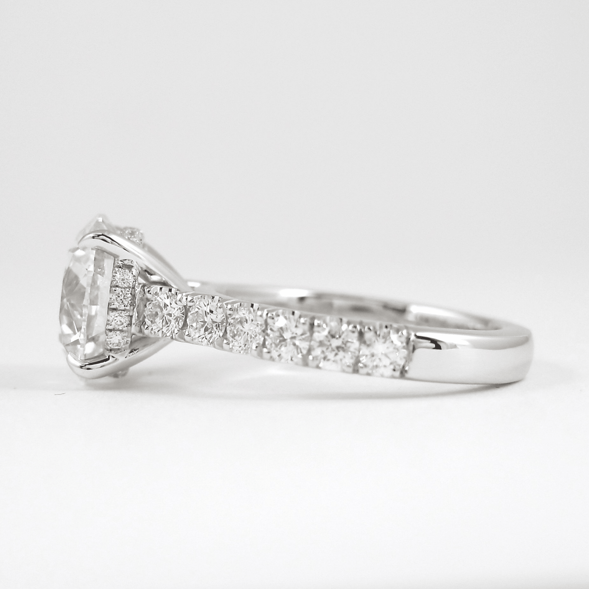 3 Carat Round Lab Diamond Ring Pave Band Hidden Halo Design - Mivaan Fine Jewelry