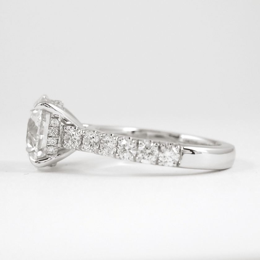 3 Carat Round Lab Diamond Ring Pave Band Hidden Halo Design - Mivaan Fine Jewelry