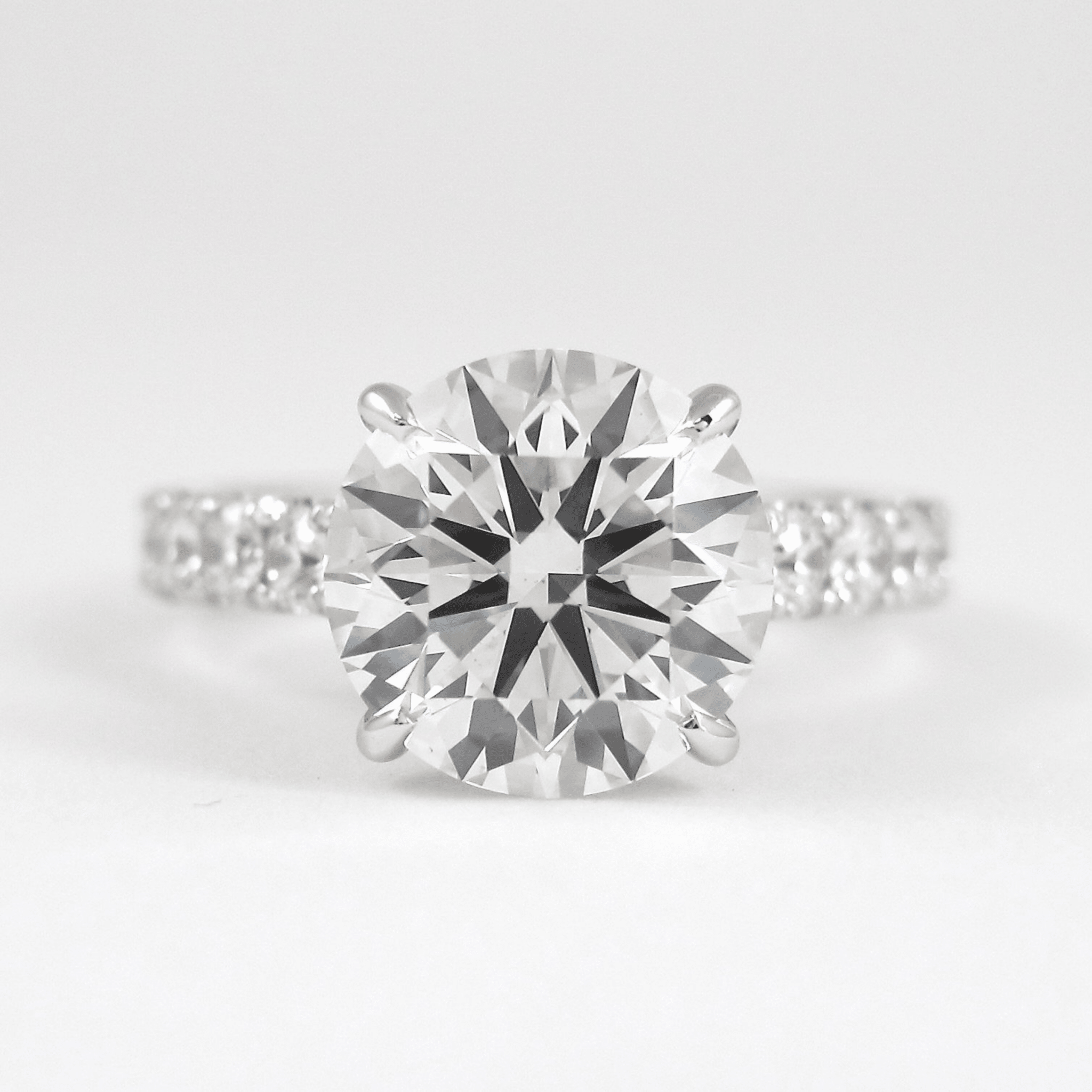 3 Carat Round Lab Diamond Ring Pave Band Hidden Halo Design - Mivaan Fine Jewelry