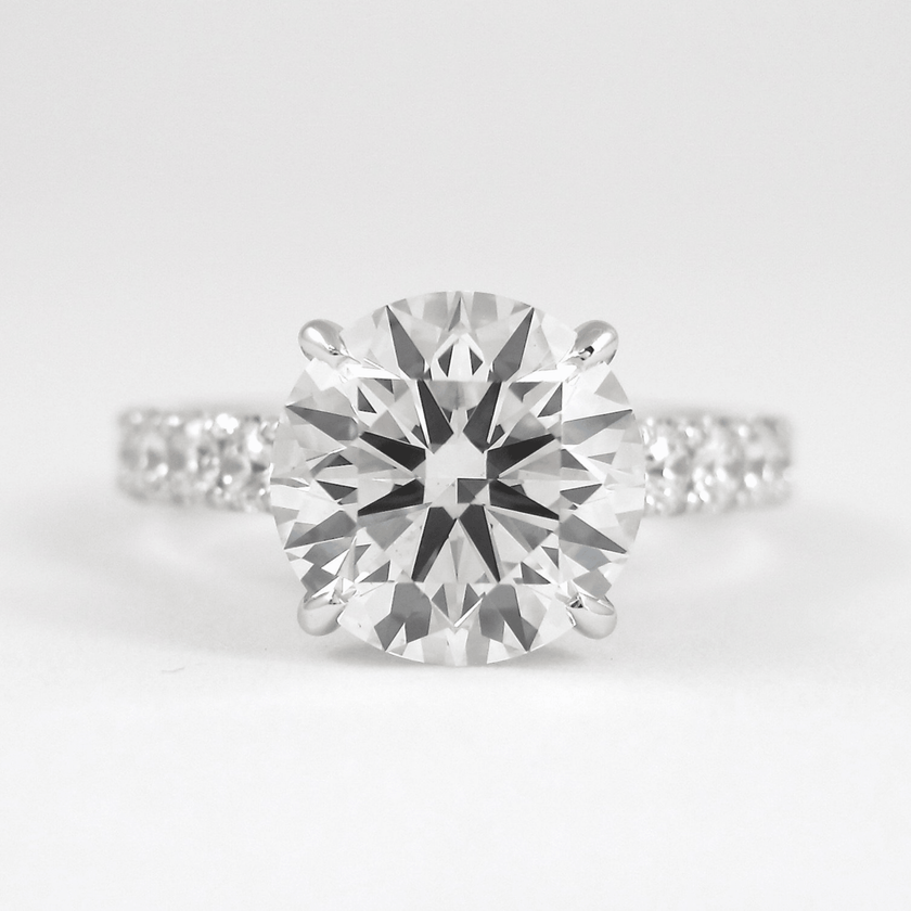 3 Carat Round Lab Diamond Ring Pave Band Hidden Halo Design - Mivaan Fine Jewelry