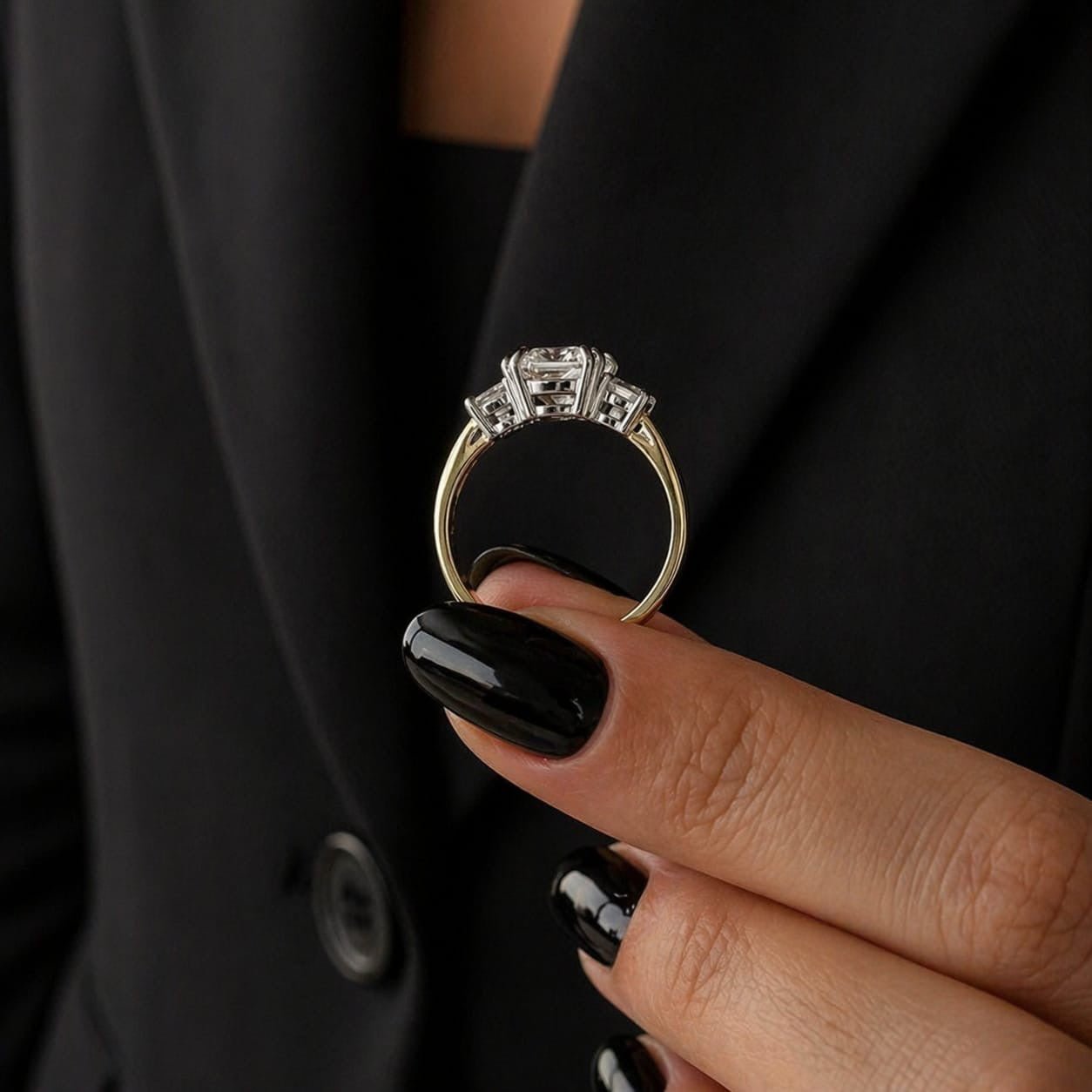 3 Carat Square Cushion Lab Grown Diamond Three Stone Ring - Mivaan Fine Jewelry