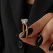 3 Carat Square Cushion Lab Grown Diamond Three Stone Ring - Mivaan Fine Jewelry