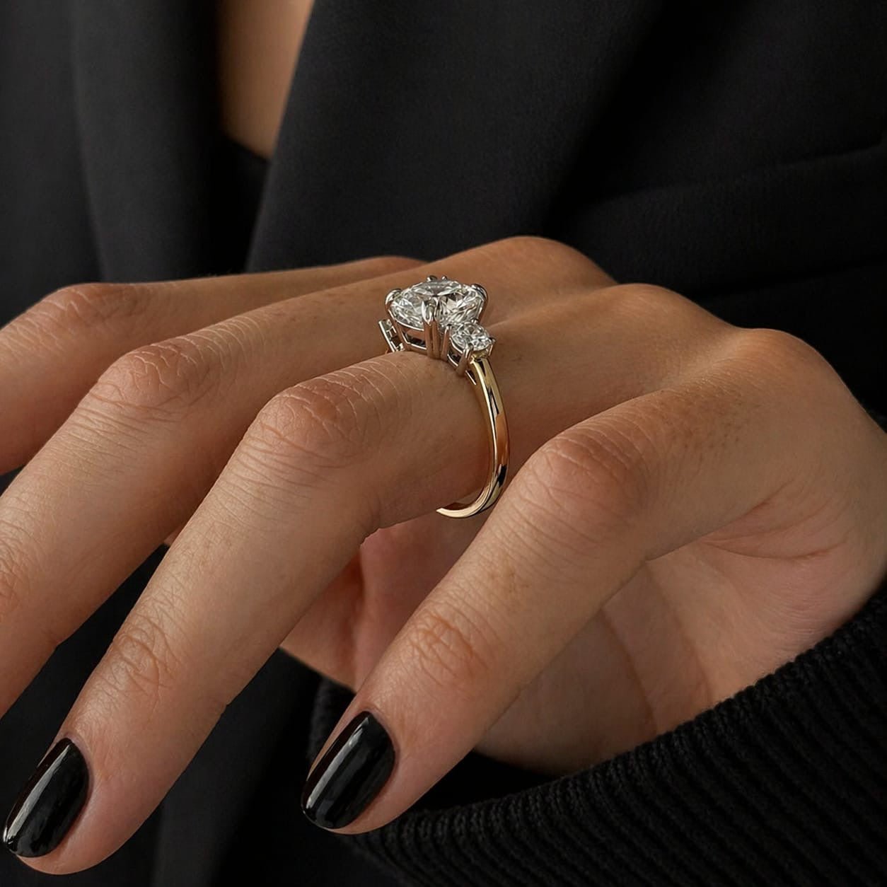 3 Carat Square Cushion Lab Grown Diamond Three Stone Ring - Mivaan Fine Jewelry