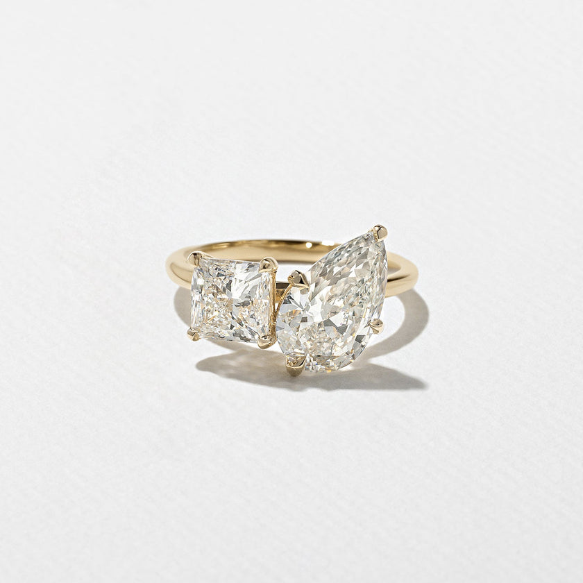 3.70 Carat Pear & Princess Cut Lab Grown Diamond Toi et Moi Ring in Solid Gold - Mivaan Fine Jewelry