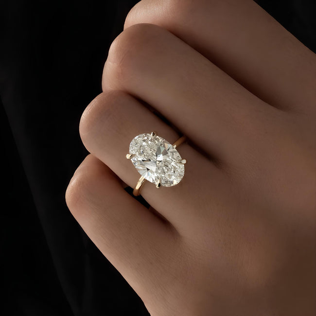 4 Carat Elongated Oval Cut Lab Grown Diamond Solitaire Ring - Mivaan Fine Jewelry