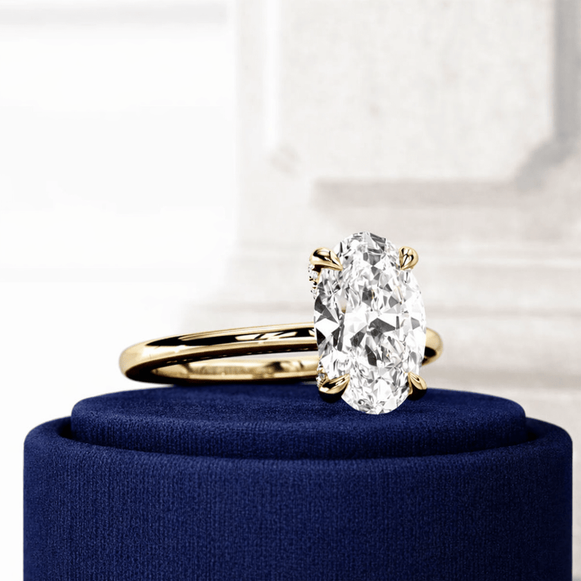 4 Carat Oval Cut Lab Grown Diamond Prong Set Engagement Ring for Women - Mivaan Fine Jewelry