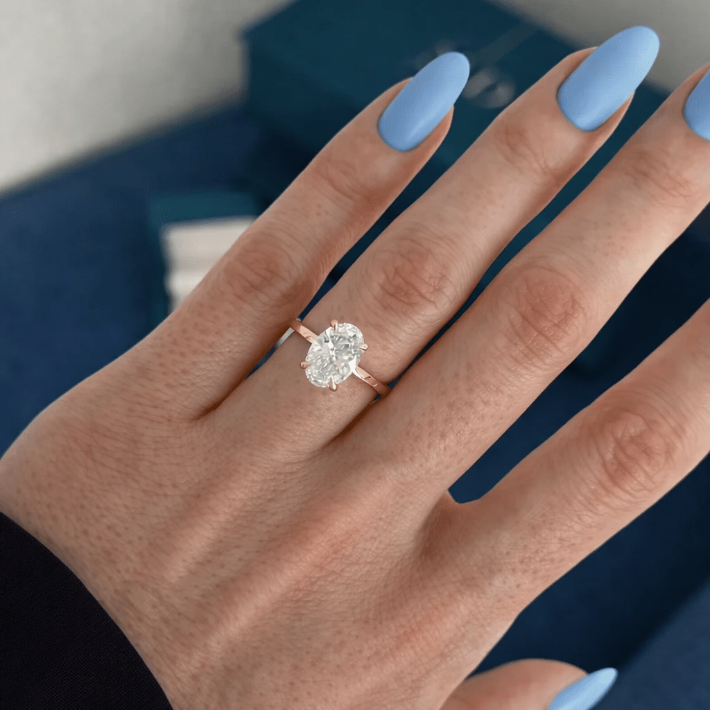 4 Carat Oval Cut Lab Grown Diamond Prong Set Engagement Ring for Women - Mivaan Fine Jewelry