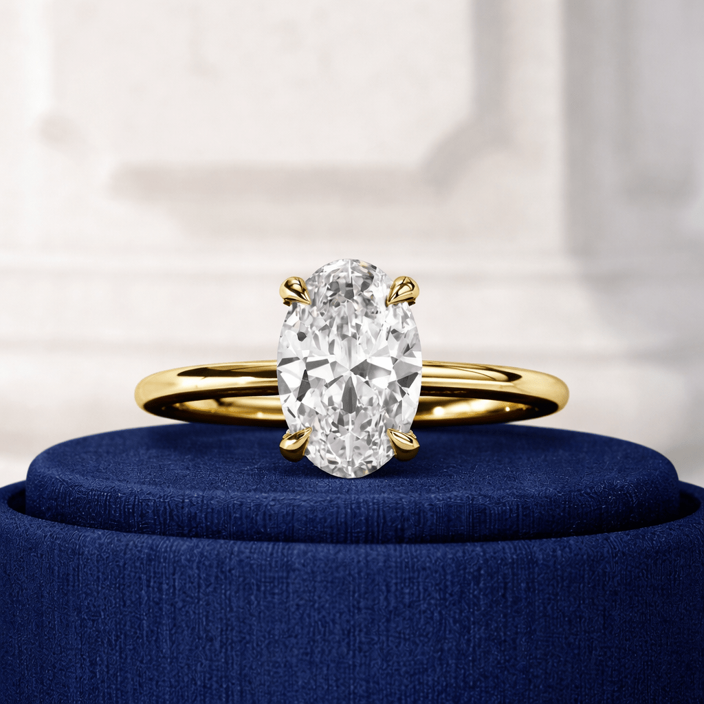 4 Carat Oval Cut Lab Grown Diamond Prong Set Engagement Ring for Women - Mivaan Fine Jewelry